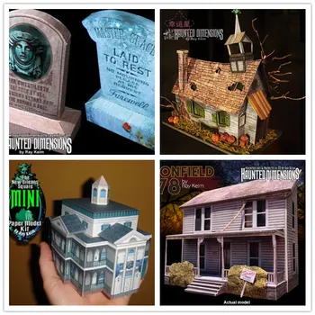 Dia das bruxas Assombrado Casa Skoolhouse de Construção 3D em Papel Modelo DIY Artesanal de Papel do Brinquedo