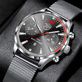 Moda, Esportes Mens Relógios de Luxo Homens de Negócios de Malha de Aço Inoxidável correia de Pulso de Quartzo Relógio Casual Luminoso do Relógio montre homme