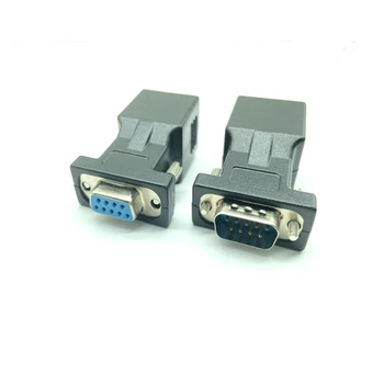 Porta LAN Porta Ethernet Conversor DB9 RS232 macho Fêmea RJ45 Fêmea Adaptador de 1pcs não Requer alimentação externa