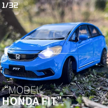 1:32 Honda Fit JAZZ Liga Diecasts & Veículos de Brinquedo do Carro de Metal Modelo de amortecedor de Som Coleta de Luz do Carro de Brinquedos de Presente