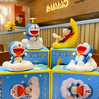 Anime Figura De Doraemon Do Passeio Noturno, Céu Estrelado Série De Desenhos Animados Carro Ornamento De Trabalho Kawai Boneca Crianças, Presentes De Aniversário Toy 4 Estilo