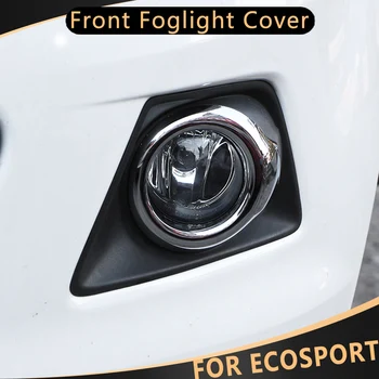 Para Ford Ecosport 2013 - 2017 2Pcs ABS de Carro do Cromo Luz de Nevoeiro da Frente da Tampa da Lâmpada Decoração Guarnição Adesivo Estilo Acessórios