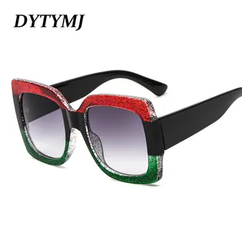 DYTYMJ de Luxo de grandes dimensões Praça Óculos de sol das Mulheres da Marca do Designer de Mulheres de Óculos de Sol Vintage de Alta Qualidade Tons para as Mulheres de Óculos
