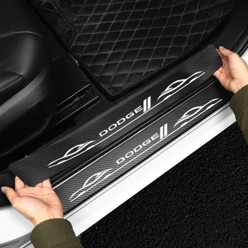 4PCS de Novo Para o Dodge Journey Challenger Estilo Fibra de Carbono Anti-risco Chinelo Pedal Porta do Carro Protetor de Soleira Adesivos Acessórios