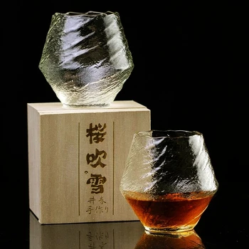 Japonês do período EDO Vidro do Uísque de Neve Copo de Uísque Puro Copo de Licor XO Whisky, Vinho, Copo de Conhaque Snifter de Madeira, Caixa de Presente