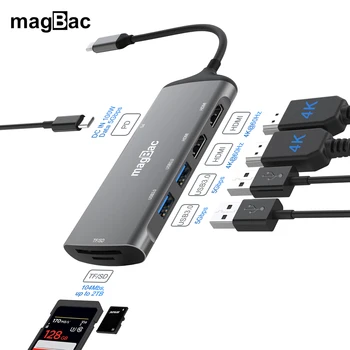 Dual Monitor Hub USB C Dock Station Adaptador Multiporta Tipo Universal C 3.0 Hub para Macbook Pro Ar Thunderbolt 3/4 Lenovo, Dell,