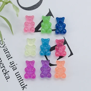 36pcs decoração da arte do prego Mini Resina Urso Gummy bear Flatback Cabochão em Miniatura padrão applique artesanato DIY scrapbook