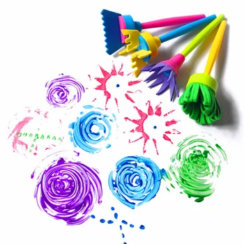 4pcs/set DIY Ferramentas de Pintura Drawaing Brinquedos Flor Carimbo de Esponja, Escova Conjunto de materiais de Arte Para Crianças 2022