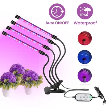 LED Cresce a Luz USB PhytoLamp Espectro Completo de 5V Fito de Lâmpada 4 Cabeças Planta de Luz para a Casa de Plantas Sementes de Flores Interior Crescer Caixa