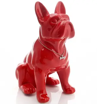 [MGT] Cerâmica Bulldog francês cão estátua de decoração de casa de artesanato decoração do quarto objetos de ornamento animal estatueta de decoração de jardim