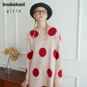 imakokoni cor-de-rosa de manga comprida, de vestido de design original doce de comprimento médio camisola feminina outono 182467