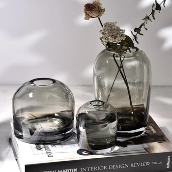 Criativo Vaso de Vidro Transparente Europeu de Simples Vasos de Sala de estar Tampos de Smallmouth Vaso de Flor Artesanato de decoração de casa de terrário