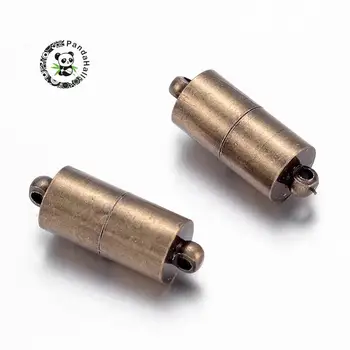 5 Conjuntos de Bronze Fechos Magnéticos Ganchos de Couro Pulseira de Cabo Conectores Para DIY Fazer Jóias Acessórios 16x6mm Furo:1,5 mm