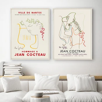 Jean Cocteau Frence Resumo Tela Artista De Pintura Imprime Galerie Lucie Weill 1960 Exposição De Pôster Galeria De Parede Decoração Imagem