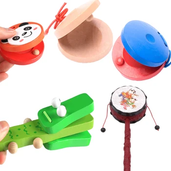 Bonito Castanholas Instrumento Musical Brinquedos De Crianças Brinquedos De Madeira Badalo Lidar Com O Bebê De Desenvolvimento Educacional Música De Brinquedos Para Crianças De Presente
