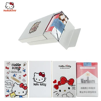 Kawaii Sanrio Hello Kitty Caixa De Fumo Da Tampa Deslizante De Metal Cigarro Caso Esconder O Cigarro Artefato Cigarro Acessórios De Presente De Natal
