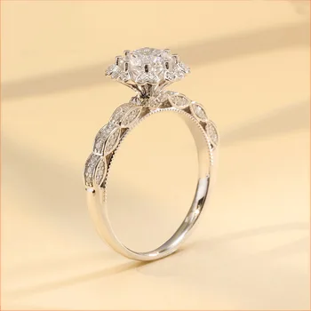 100% Real, de Ouro Branco 18K Jóia Natural Moissanite Diamante Redimensionável Anéis para as Mulheres Anillos De Invisível Definição de Jóias Anéis