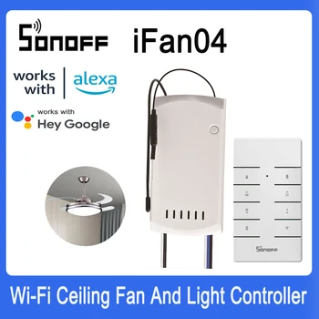 SONOFF iFan04 L/H WiFi, Ventilador de Teto E Luz Interruptor de Suporte do Controlador de RF 433mhz Controle Remoto Inteligente de Casa Através Alexa Inicial do Google