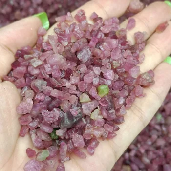 100g Natural cristais de cascalho de Turmalina Rosa brita áspero Jóias DIY Acessórios de cura reiki Artesanato decoração