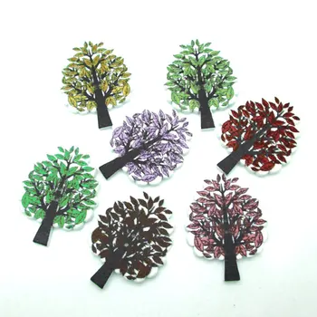 50pc Misto de Árvores de Costura Botões de Madeira Para Roupas Agulhas de Tricô Artesanato Scrapbooking DIY Tecido Bordado Acessórios