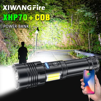 50000LM Brilho Super XHP70 Potente Lanterna Led Torch XHP50 de Alta Potência USB Recarregável Tática Flash de Luz 26650 Lanterna de Led