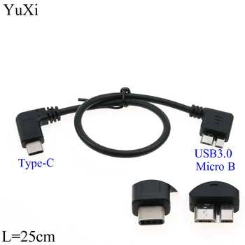 YuXi 90 graus USB 3.1-Tipo C para USB 3.0 Micro-B Conector do Cabo Para a Unidade de disco Rígido Smartphone CELULAR PC OTG