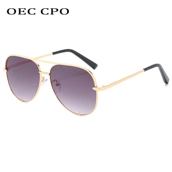 OEC CPO Marca Designer Feminino, Metal Óculos de sol Piloto Mulheres de Óculos de Sol dos Homens Gradiente de Tons Feminino UV400 Oculos O373