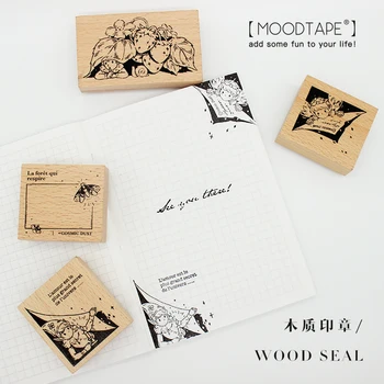 moodtape vintage de madeira clara carimbo para DIY scrapbooking/álbum de fotos Decorativo carimbo de girassol, tulipa carimbo do selo 669509961533