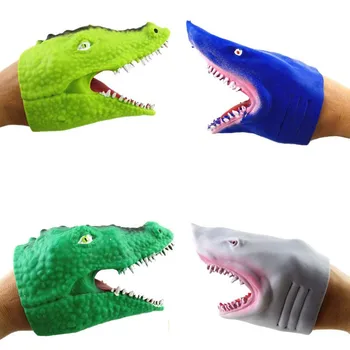 Macio de TPR Simulação do Mar da Vida Crocodilo da Cabeça do Tubarão Modelo de Alta Flexibilidade Luva de Brinquedo Interativo Puppet Ferramenta de Ensino