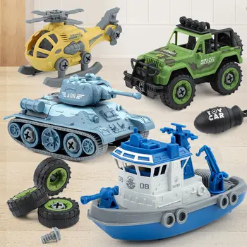 4pcs Brinquedos de Construção, de Engenharia Automóvel Caminhão de bombeiros Parafuso de Construir e desmontar Ótimo para Crianças Meninos