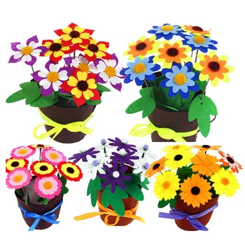 4 Pcs vaso de Flores de DIY Artesanato de Brinquedos Para as Crianças Planta de Vaso de Flores feitas à mão Buquê de Brinquedo jardim de Infância didáctico Meninas de Natal