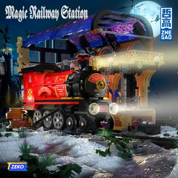 2023 Mágica NOVA série de Magic Estação Ferroviária de Comboios de DZ6007 Street View, Mini-Blocos de Construção Tijolos Conjunto de Brinquedos Para a Criança Presente de Natal