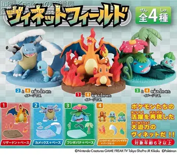 A TAKARA TOMY Pokemon Figura de Ação Cena de Impressão Candytoy Ex Cashapou Venusaur Blastoise Modelo de Brinquedo