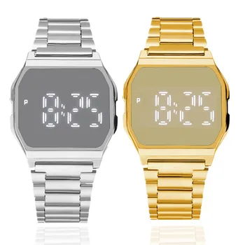 2022 de Luxo, o Ouro, a Prata Relógio para Mulheres Moda masculina Praça de Mulheres Relógios LED Digital Relógio de Pulso Relógio Eletrônico de Montre Femme