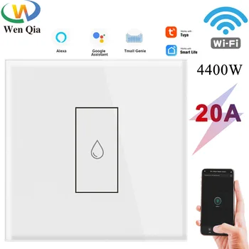 Tuya wi-Fi, Aquecedor de Água Smart Switch 20A Caldeira APP de Controle Remoto da UE com Botão de Toque, ONOFF Elétrico Temporizador de Voz do Google Casa Alexa