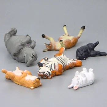Bonito Animal de Estimação com o Modelo de Dormir Cão Gato Rinoceronte Tigre, Girafa Estátuas de PVC Figuras Colecionáveis Brinquedos Cartoon Presente de Natal