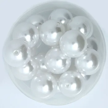 Venda quente 20Pcs Cor Branca Acrílica Esferas de Plástico Pérola de Imitação Contas Redondas de 20mm de Diâmetro. (PS-BSG02-09WH)