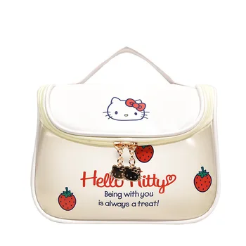 Hello Kitty nova moda matte saco de cosméticos de grande capacidade, impermeável bolsa bonito portátil lavagem de gancho de lavagem saco de armazenamento