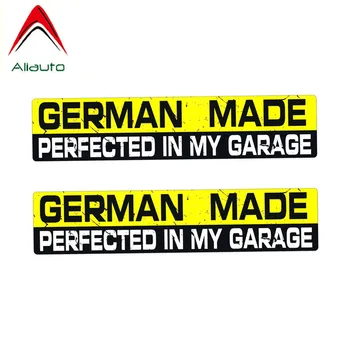 Aliauto 2 X Aviso de Etiqueta do Carro Engraçado alemão Fez Aperfeiçoado Na Minha Garagem Corpo Decalque Acessórios de PVC para a Vw, Kia Sportage,15cm*3cm