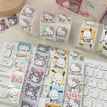 Sanrio Adesivos kuromi Cinnamoroll Hello Kitty Pachacco 1roll barril Bonito Pacote de adesivos Brinquedos para Meninas de Pele do Portátil Kawaii Anime