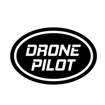 Criativo Decalque DRONE PILOTO de Oval UAV Drone Vinil Carro Decal Adesivo Auto Acessórios, Preto/Prata,13cm*8cm