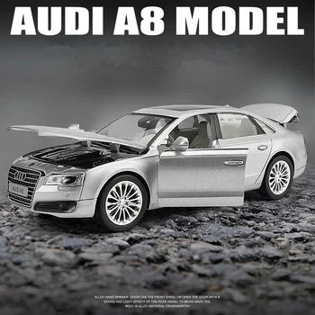 1/32 AUDI A8 Liga de Modelo de Carro Diecasts de Metal Veículos de Brinquedo de Carro de Modelo de Simulação de Alta de Som e Luz Coleção Infantil Brinquedo de Presente