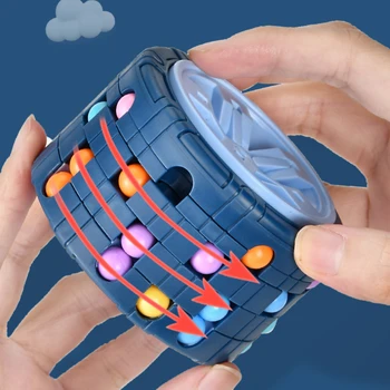 3D Fidget Quebra-cabeça Cubo de Brinquedo Mágico de Feijão Cilindro Giroscópio Gire e Deslize Cubo de quebra-Cabeças Jogos de Aliviar o Estresse do Brinquedo para as Crianças Presentes