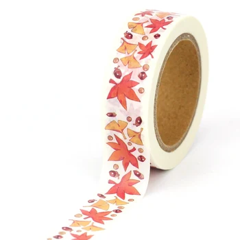 2022 NOVO 1PC Decorativo Bonito Maple Folha de Papel Japonês Washi Tape Ofício Diário Adesiva Fita Adesiva de Papelaria
