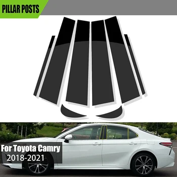8Pcs Cromo Estilo de Carro Adesivos Para Toyota Camry 2018 2019 2020 2021 Janela Pilar Posts Guarnição de Cobre Porta Decorativa do Painel