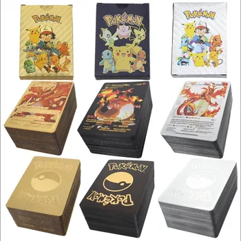27/54/110 pcs/set Pokemon Placas de Metal Ouro Vmax GX Cartão de Energia Pikachu, Charizard Rara Coleção de Batalha Treinador Cartão de Brinquedos de Presente
