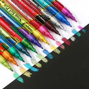 Guangna 155 conjunto de 12 cores de flash caneta gel fluorescente, flash pó de caneta de tinta mão de conta de caneta de tinta de cor caneta de marcador