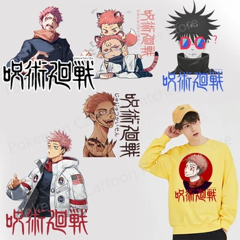 Anime Jujutsu Kaisen Patches para Roupas de Itadori Yuji Transferência de Calor Adesivos para T-Shirt com Capuz de Transferência Térmica de Vinil Patch