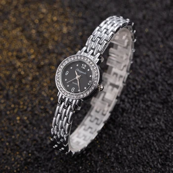 Mulheres Relógios Rodada Subdial Prata Casuais Relógios de pulso de Moda para Senhoras Romântico Simples Relógio de Quartzo para Meninas Relógio Feminino