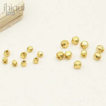 5pcs Sólida Prata 925 Ouro Irregular de Esferas Espaçador para DIY confecção de pulseiras de Finas Jóias Encontrar